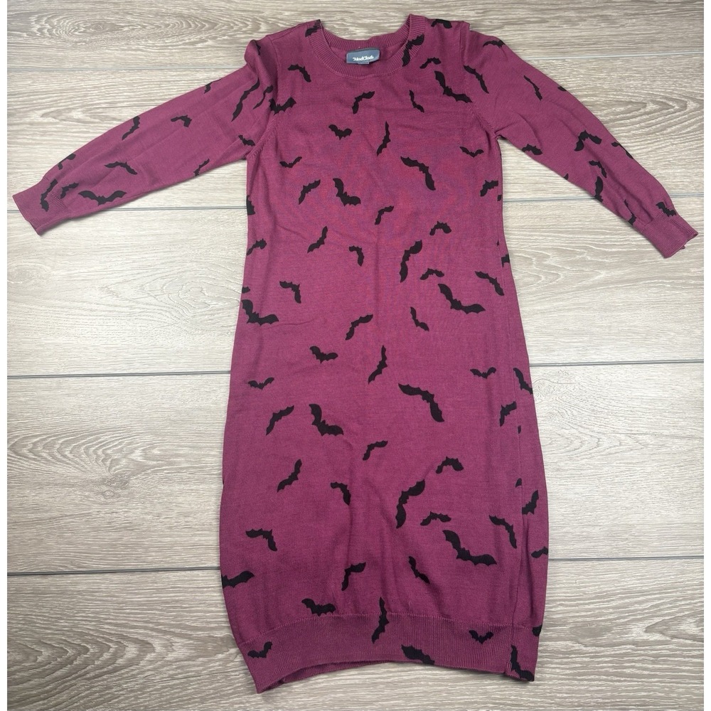 ModCloth Women's "it Be Like 'bat'‎ Fair Isle" Sweater Dress Purple Size Small